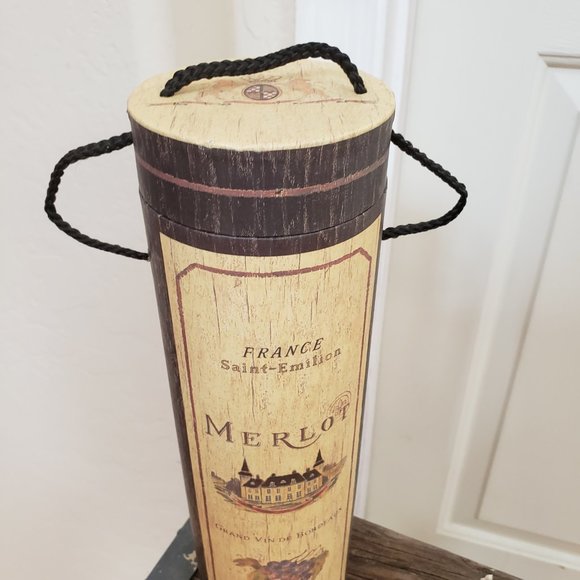 Wine Bottle Gift Box Tube Golf, France, & Merlot Décor 13" Tall x 4" Set - Picture 4 of 11